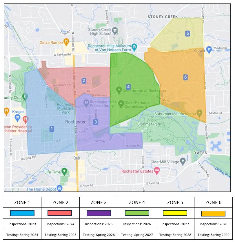 City of Rochester map with zones